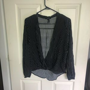 Black and white striped blouse
